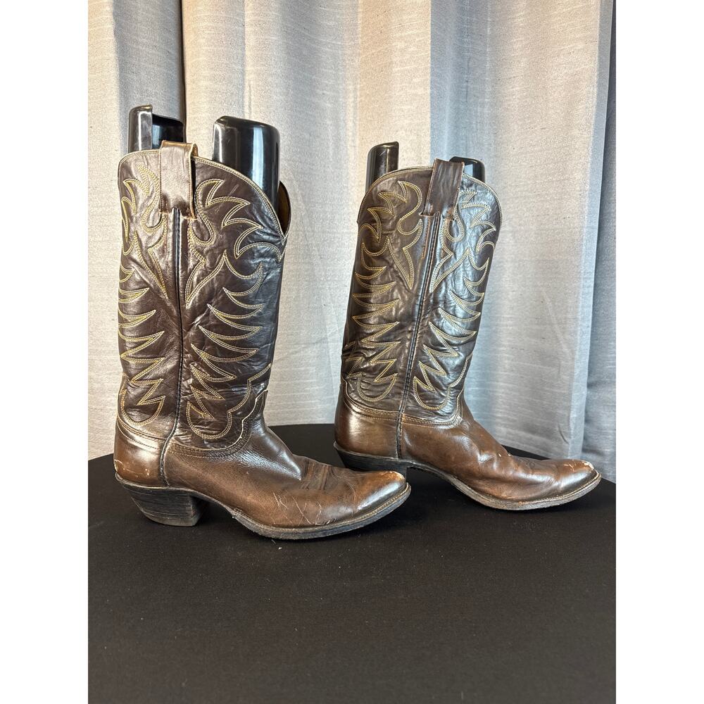 Vintage Men’s Brown Leather Cowboy Boots Sz 10.5D